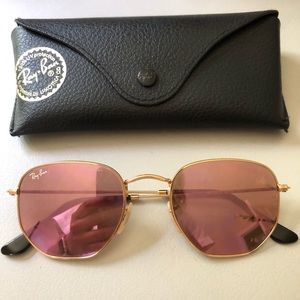 Ray Ban Reflective Hexagonal Flat Sunglasses